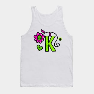 Letter K abc monogram hand drawn colorful alphabet Tank Top